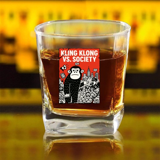Kling Klong vs. Society – Protest Ape Square Whiskey Glasses