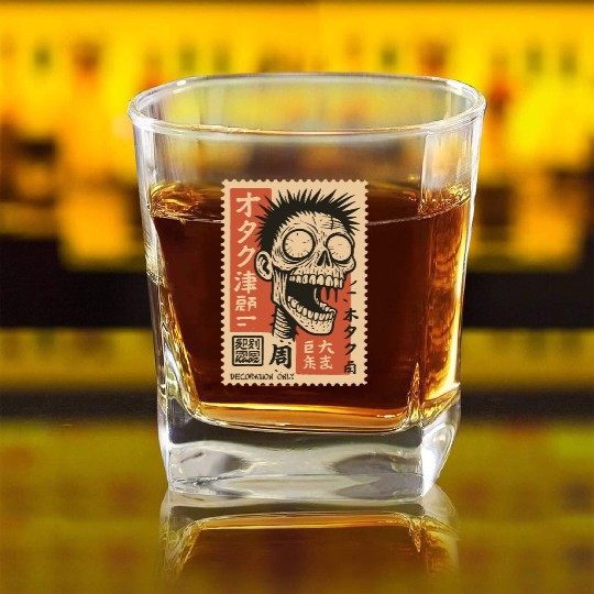 Zombie Stamp – Decoration Only Edition Square Whiskey Glasses