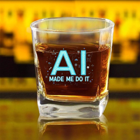 AI Made Me Do It – Funny Tech Geek Square Whiskey Glasses
