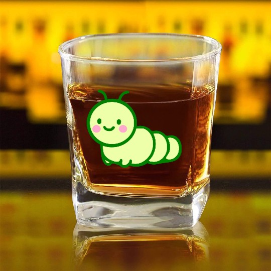 Cute Green Caterpillar- Adorable Insect Lover Square Whiskey Glasses