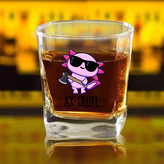Ax-olotl Funny Animal Axolotl Pun Square Whiskey Glasses
