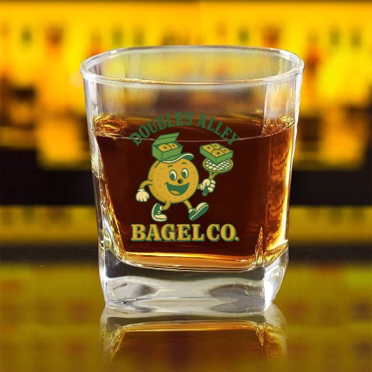 Funny Tennis Humor Square Whiskey Glasses - Doubles Alley Bagel Co.