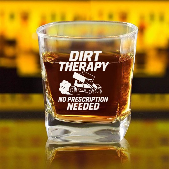 Sprint Car Racing Dirt Track Speed Oval Race Square Whiskey Glasses