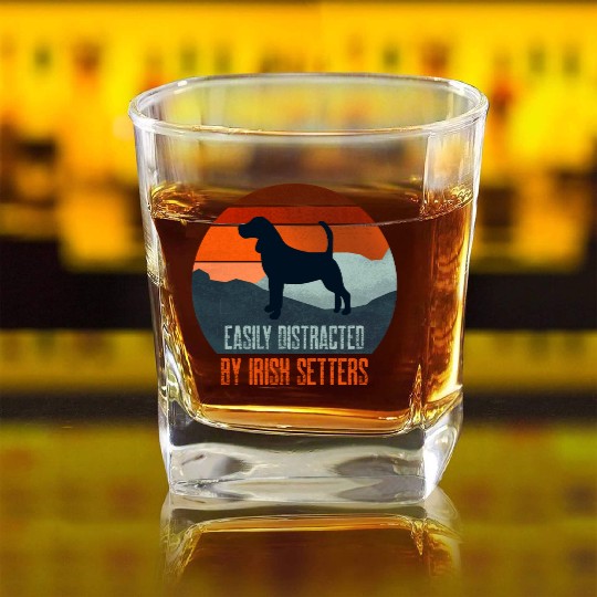 Easily Distracted By Irish Setters Dog Walking Square Whiskey Glasses