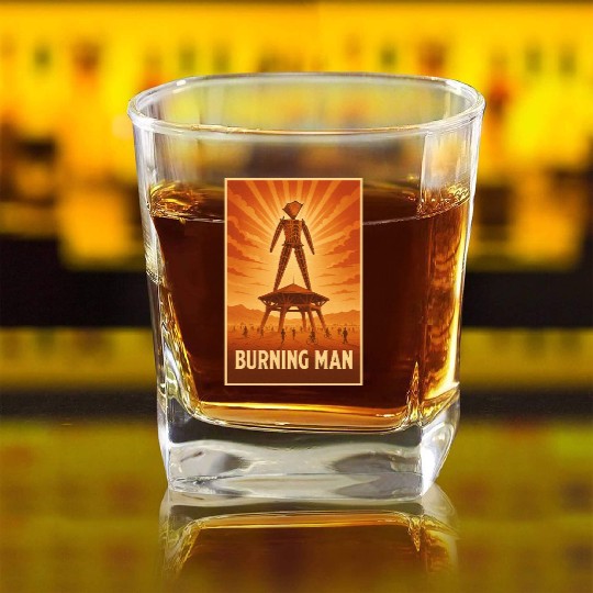 Burning Man Square Whiskey Glasses