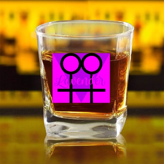 Women Symbol with Lavender Triangle Square Whiskey Glasses