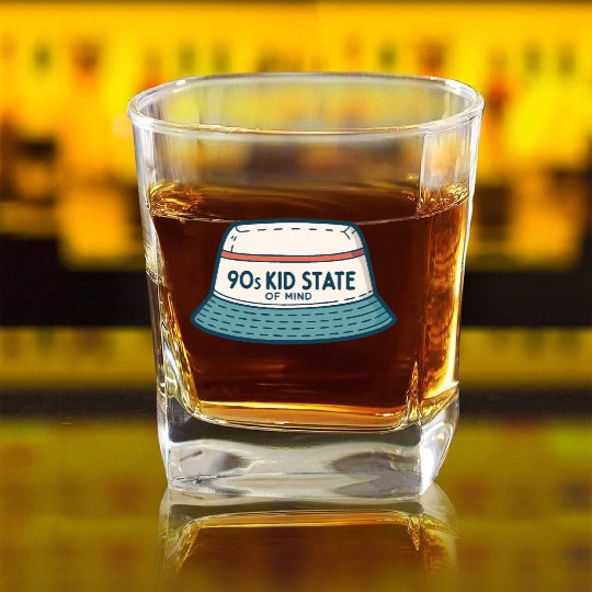 90s Kid State Of Mind Bucket Hat Retro 90s Square Whiskey Glasses