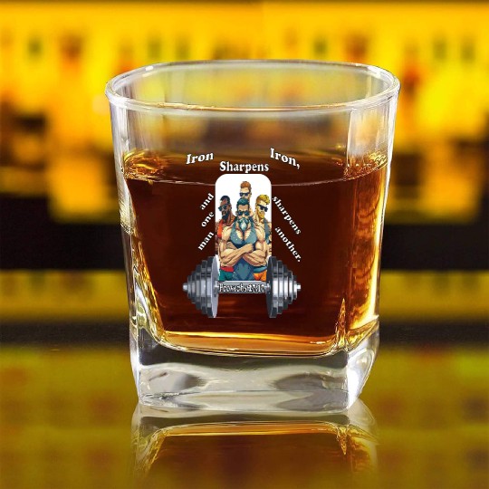 The Iron Sharpens Iron Scripture Square Whiskey Glasses