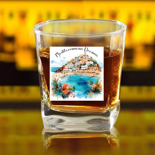 Mediterranean Dreams Square Whiskey Glasses