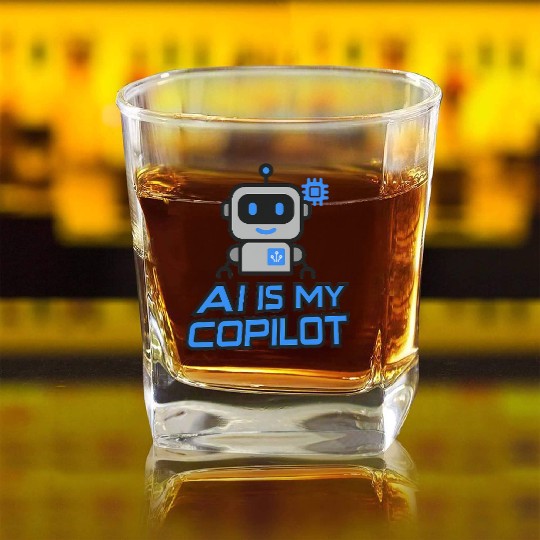 AI Robot & Tech Humor – AI Is My Copilot Square Whiskey Glasses