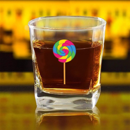 Lollipop Rainbow Sucker Candy Halloween Costume Square Whiskey Glasses