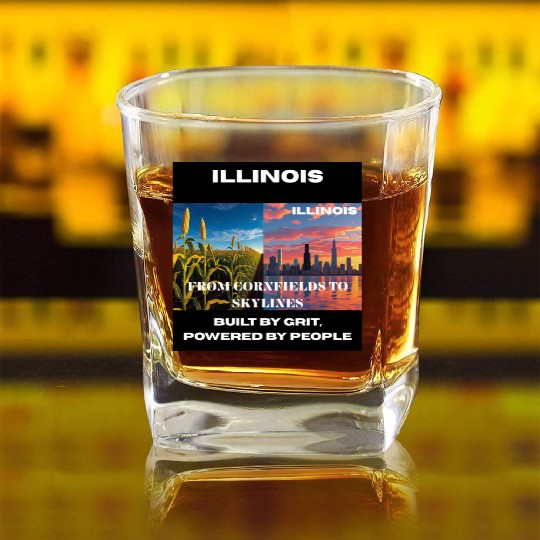 Illinois Midwest Mosaic Art Square Whiskey Glasses