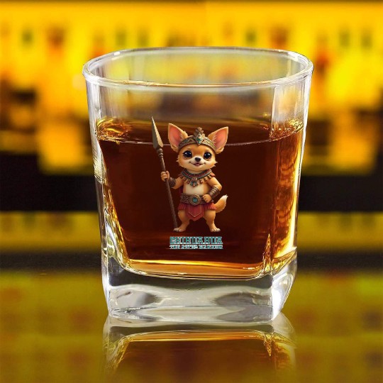 Chiihuahua the Aztec Warrior Square Whiskey Glasses