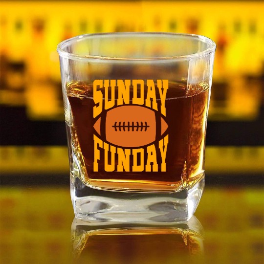 Sunday Funday Funny Football Quote for Sport Lover Square Whiskey Glasses