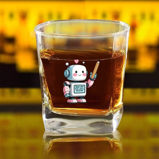 Kawaii AI Robot — "Made with love... and a bit of Square Whiskey Glasses