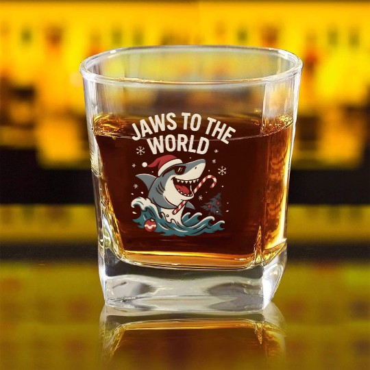Jaws to the World – Christmas Shark Attack Square Whiskey Glasses