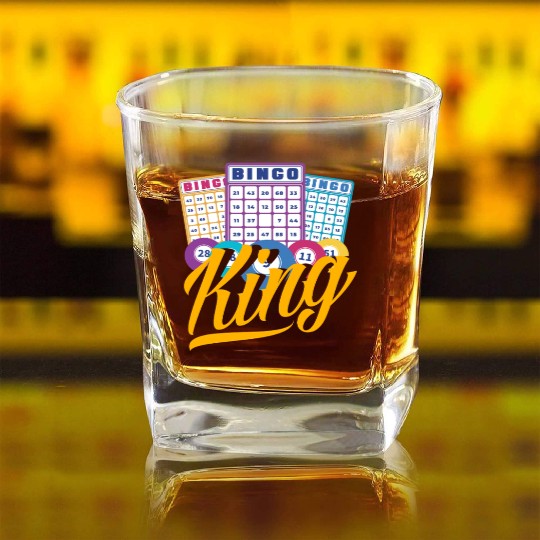 Bingo King Bingo Player Fun Vibes Square Whiskey Glasses