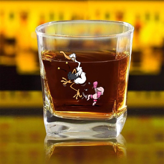 Muay Thai / MMA / Boxing Baby Girl Cartoon (pink) Square Whiskey Glasses