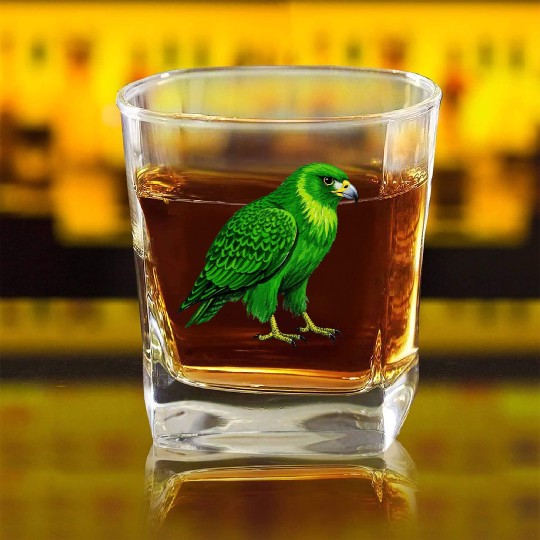 Green hawk Square Whiskey Glasses