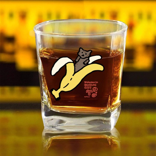 Bananyang - 015. Brown Tabby Square Whiskey Glasses