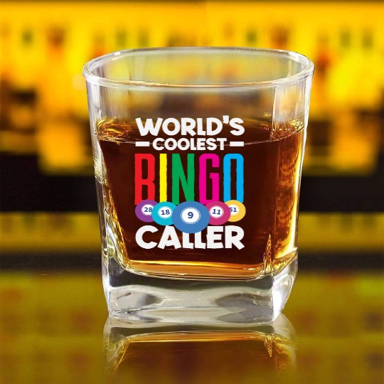 Bingo World's Coolest Bingo Player Vibes Square Whiskey Glasses