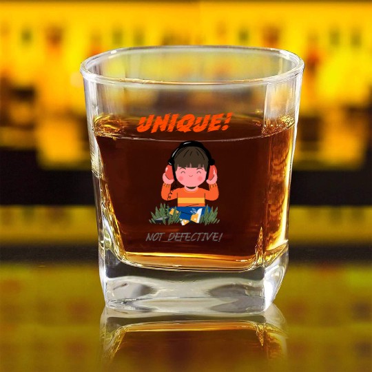 Unique Not Defective Autism Advocacy Square Whiskey Glasses