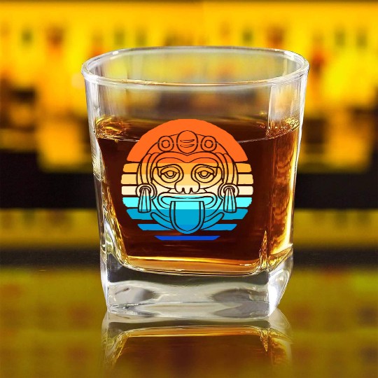 Mayan And Aztec Symbols Indigenous Tribe Square Whiskey Glasses