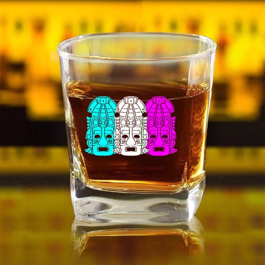 Mayan And Aztec Symbol Aztec Inca Square Whiskey Glasses