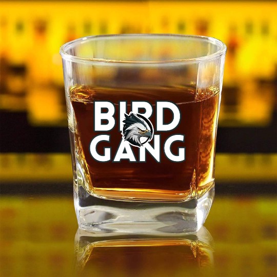 Eagle Head Bird Gang Logo Design Square Whiskey Glasses