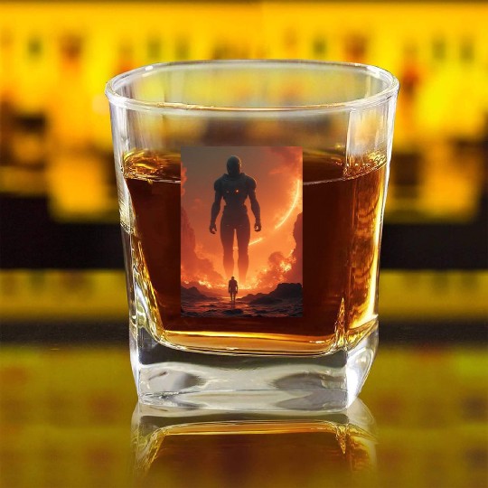 Giant Alien Overwatch Scene Square Whiskey Glasses