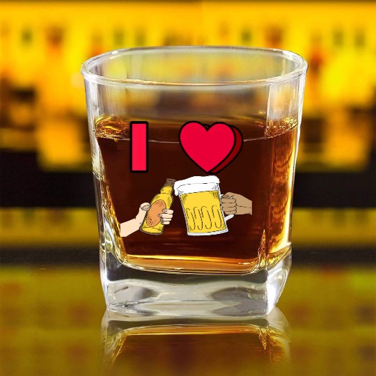 I LOVE BEER #1 Square Whiskey Glasses
