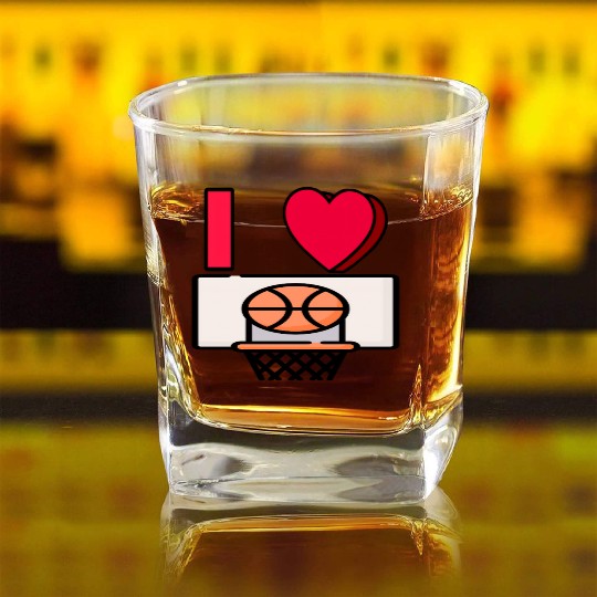 I LOVE BASKETBALL #2 Square Whiskey Glasses