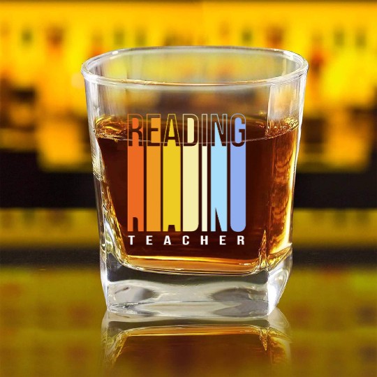 Back To School Reading Teacher Square Whiskey Glasses