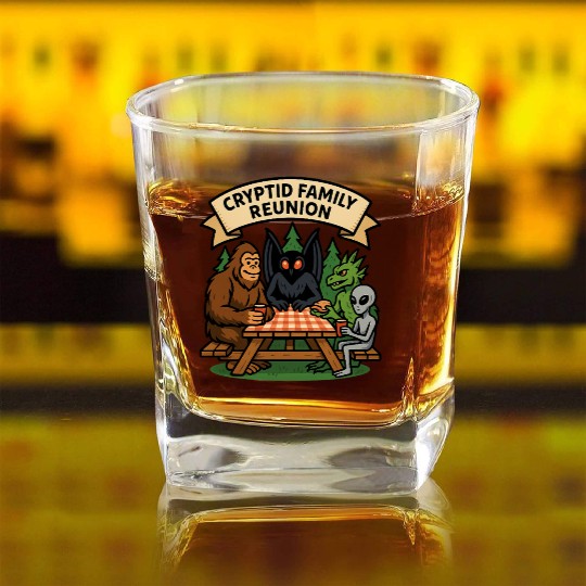 Cryptid Family Reunion Square Whiskey Glasses