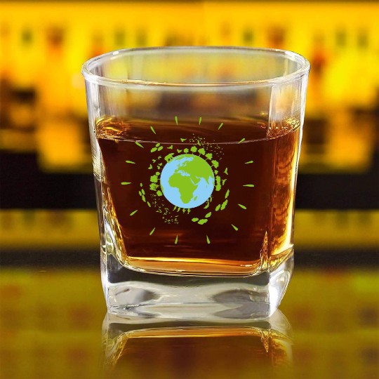 Our Green Planet Earth Cool Illustration Square Whiskey Glasses