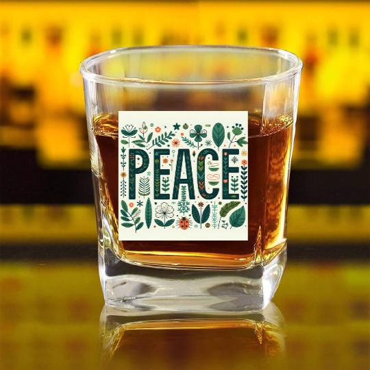 Peaceful Botanical  Square Whiskey Glasses