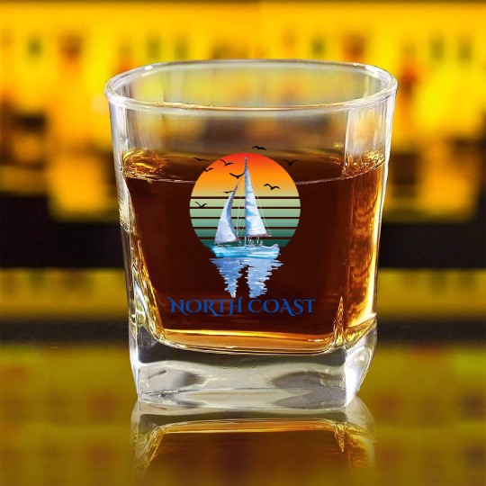 Sunset Sailing - North Coast Vibes Square Whiskey Glasses