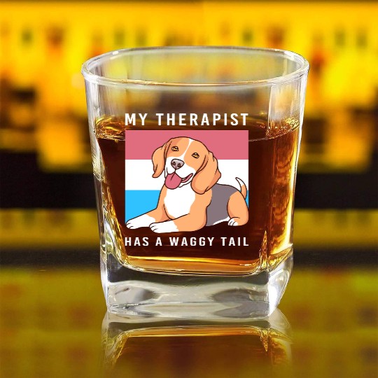 Therapy Dog Lover Psychology Therapist Square Whiskey Glasses