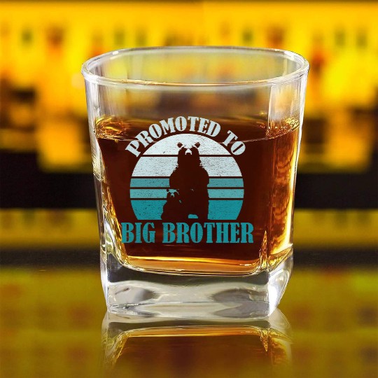 Promoted to Big Brother Bear Design Kids Toddler Square Whiskey Glasses