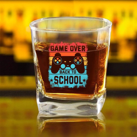 Game Over Back to School Square Whiskey Glasses – Retro Gamer