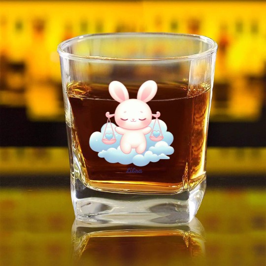 Sweet Bunny Libra Illustration Square Whiskey Glasses