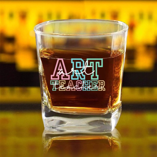 Art Teacher Square Whiskey Glasses, Teacher Definition Square Whiskey Glasses, Art T