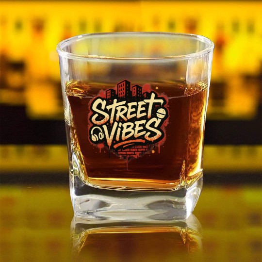 Street Vibes Graffiti Logo – Urban Hip Hop Style Square Whiskey Glasses