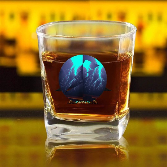 Royal Blue Lightning Square Whiskey Glasses