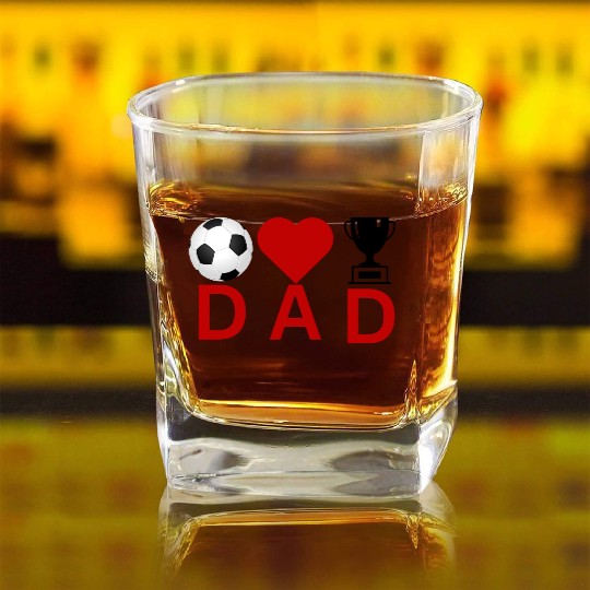 Soccer Love Dad Crown Design – Father’s Day Gift Square Whiskey Glasses