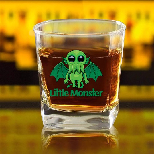 Little Monster Cthulhu Cute Creepy Mythical Buddy Square Whiskey Glasses