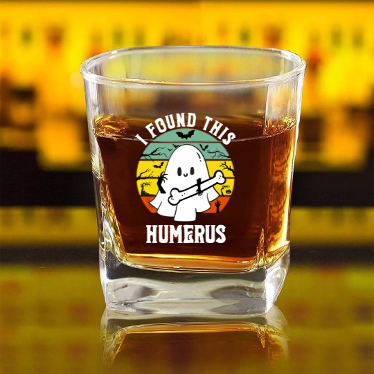 Funny Ghost Pun I Found This Humerus Halloween Square Whiskey Glasses