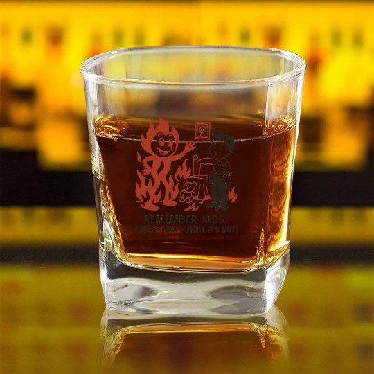 Humorous Fire Safety Reminder Square Whiskey Glasses