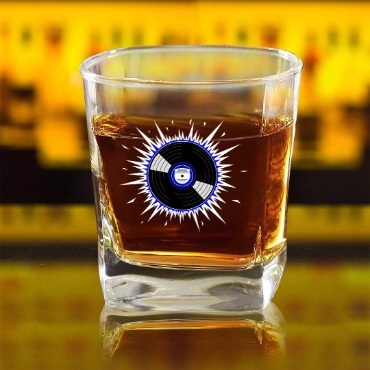 Vinyl Record Starburst Design Square Whiskey Glasses