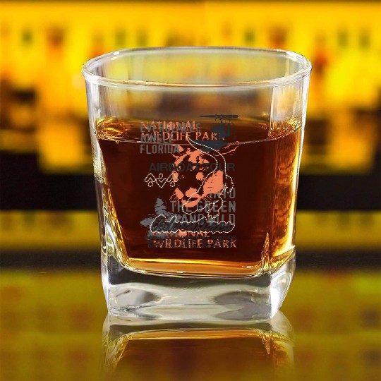 Airboat Alligator Tours Florida Everglades Square Whiskey Glasses